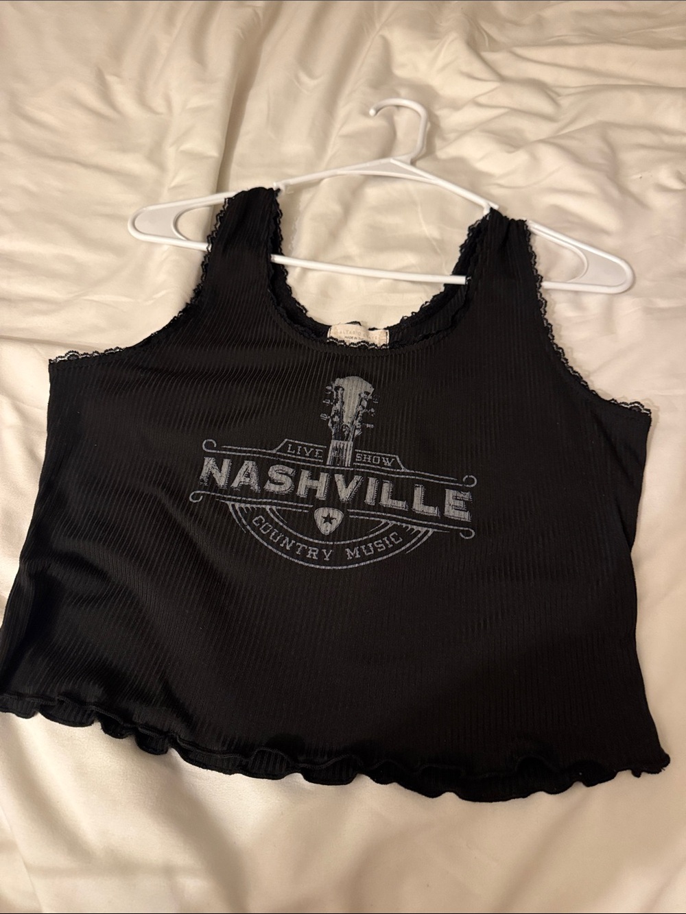 Altar'd State Black Nashville Graphic Ribbed Crop Tank